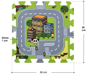 Jascha gyermek puzzle szőnyeg, 9 részes, utcák
