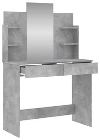 betonszürke fésülködőasztal tükörrel 96 x 39 x 142 cm