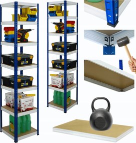 Tárolószekrény fém állvány Helios 270x45x45cm 7Px175kg Tömör Magas