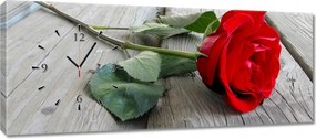 Falióra 100x40 Vörös rózsa a deszkákon
