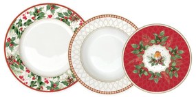 18 részes Karácsonyi porcelán étkészlet Christmas Berries vörösbeggyel