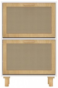 Fehér szerelt fa és természetes rattan cipőszekrény 52x25x80 cm