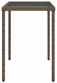 szürke polyrattan üveglapos kerti asztal 115x54x74 cm