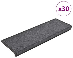 30 db sötétszürke lépcsőszőnyeg, téglalap alakú széllel, 65 x 21 x 4 cm