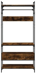 füstös tölgy szerelt fa ruhásszekrény fiókokkal 89x39x184,5 cm