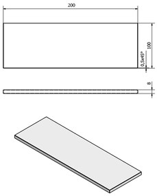 Sapho, Polc 200x100x8mm, matt üveg, 22478