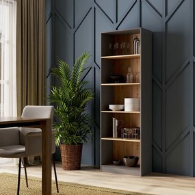 Riano MIX R60 polcos szekrény, 60x182x30 cm, antracit-tölgy