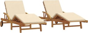 vidaXL Napozó 2 pcs Bézs 200 x 67 x 84 cm Tömör Akácfa