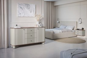 Vesper függő éjjeliszekrény készlet 56 cm - kasmír / diófa / fekete fogantyúk