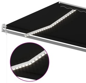 antracitszürke szélérzékelős és LED-es napellenző 600x300 cm