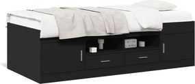vidaXL fekete kanapéágy fiókkal matrac nélkül 100x200 cm