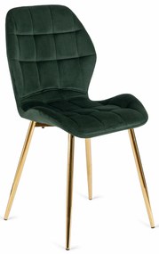 Étkezőszék LUCKY sötétzöld bársony/arany lábak