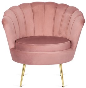 Elegáns Fotel Lábtartóval Rózsaszín Bársony Kárpittal. GRAND