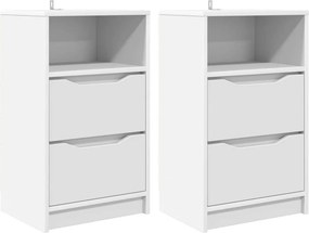 vidaXL Éjjeliszekrények fiókkal 2 pcs Fehér 40 x 30 x 467 cm Faanyag