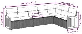 7 részes fekete polyrattan kerti ülőgarnitúra párnával