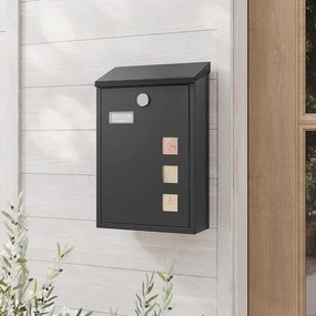 Postaláda, Modern postaláda, 25,5 x 39,5 x 11,5 cm, fekete