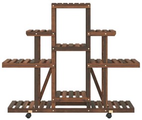 tömör fenyőfa virágtartó állvány kerekekkel 110 x 25 x 101 cm