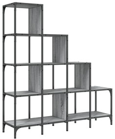 szürke sonoma szerelt fa és fém könyvszekrény 122 x 30 x 132 cm