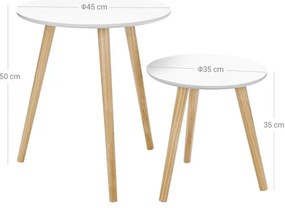 SERA 2 darabos oldalsó asztal szett, fehér/barna