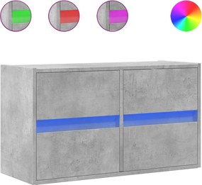 vidaXL betonszürke falra szerelhető TV-szekrény LED-del 80x31x45 cm