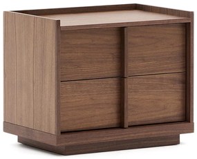 Sötétbarna éjjeliszekrény diófa dekorral Onix – Kave Home