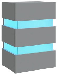 Szürke szerelt fa LED-es éjjeliszekrény 45 x 35 x 67 cm