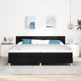 Félvásárlós ágy matraccal és LED fekete, 200x200 cm szövet