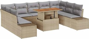 vidaXL Kert étkező szett párnával 10 pcs Barna és szürke