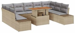 vidaXL Kert étkező szett párnával 10 pcs Barna és szürke