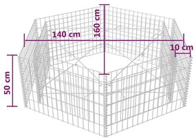 hatszögletű gabion magaságyás 160 x 140 x 50 cm