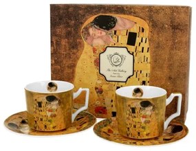 Porceláncsésze+alj, 110ml, 2 személyes, dobozban, Klimt: The Kiss