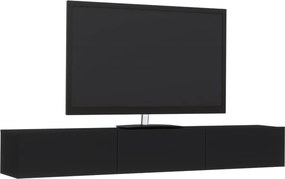 Elba TV-szekrény, Fekete, 180 x 30 x 25 cm