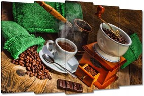 Vászonkép 150x95 Csésze és zöld zsákok