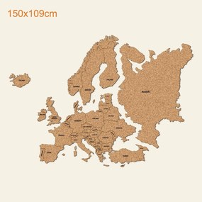 DUBLEZ | Európa térképe parafából - Államok angol nyelvű felirattal