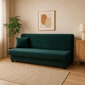 Ágyazható kanapé zöld színben, velúr kárpittal SIGMA