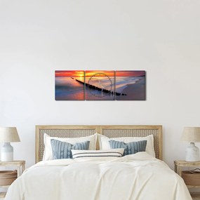 Kép - Naplemente, Balti tenger, Lengyelország (órával) (90x30 cm)