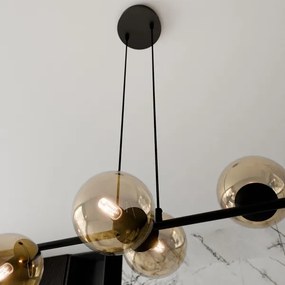 Csillár zsinóron ROSSI 6xE14/10W/230V fekete/bézs