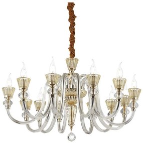 Ideal Lux - Kristály csillár láncon STRAUSS 12xE14/40W/230V átm. 84,5 cm réz