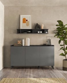 TRAY Szürke - Ólom Komód 3 ajtós 181 cm
