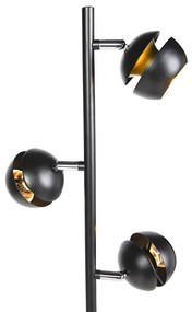 Modern állólámpa 3-lámpás fekete arany belsővel - Buell Deluxe