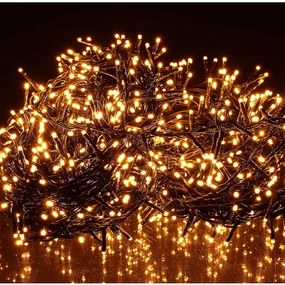 36 m-es 1800 LED-es BOA fényfüzér, kültéri-beltéri hálózati, időzíthető 6/18 órás, 8 féle fényjátékkal, átlátszó vezetékes, extra meleg fehér, IP44