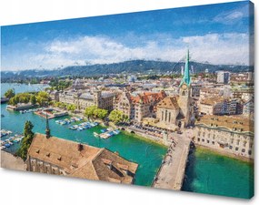 Vászonkép Pasztell Város Művészet Nyár Tájkép 70x50 cm