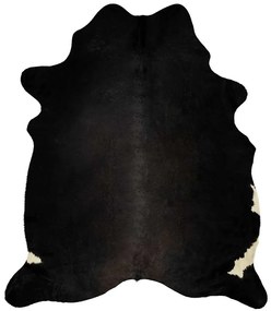 fekete valódi marhabőr szőnyeg 180 x 220 cm