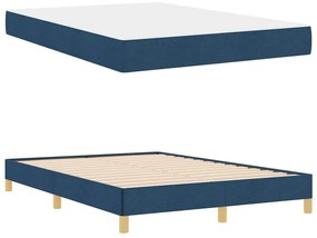 Boxrugós ágy Kék és Barna 160 x 200 cm Textil és mérnöki fa