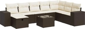 vidaXL 9 részes barna polyrattan kerti ülőgarnitúra párnákkal