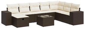vidaXL 9 részes barna polyrattan kerti ülőgarnitúra párnákkal
