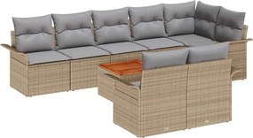 vidaXL Kerti Kanapé Szett 9 pcs Beige és Világosszürke polirattan