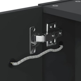 fekete tükrös fürdőszobaszekrény LED-del 45 x 13 x 52 cm