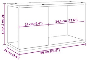 kézműves tölgy színű szerelt fa TV-szekrény 60 x 24 x 32 cm