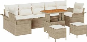 vidaXL Kerti Kanapé Szett párnával tárolóval 10 pcs Beige és krém